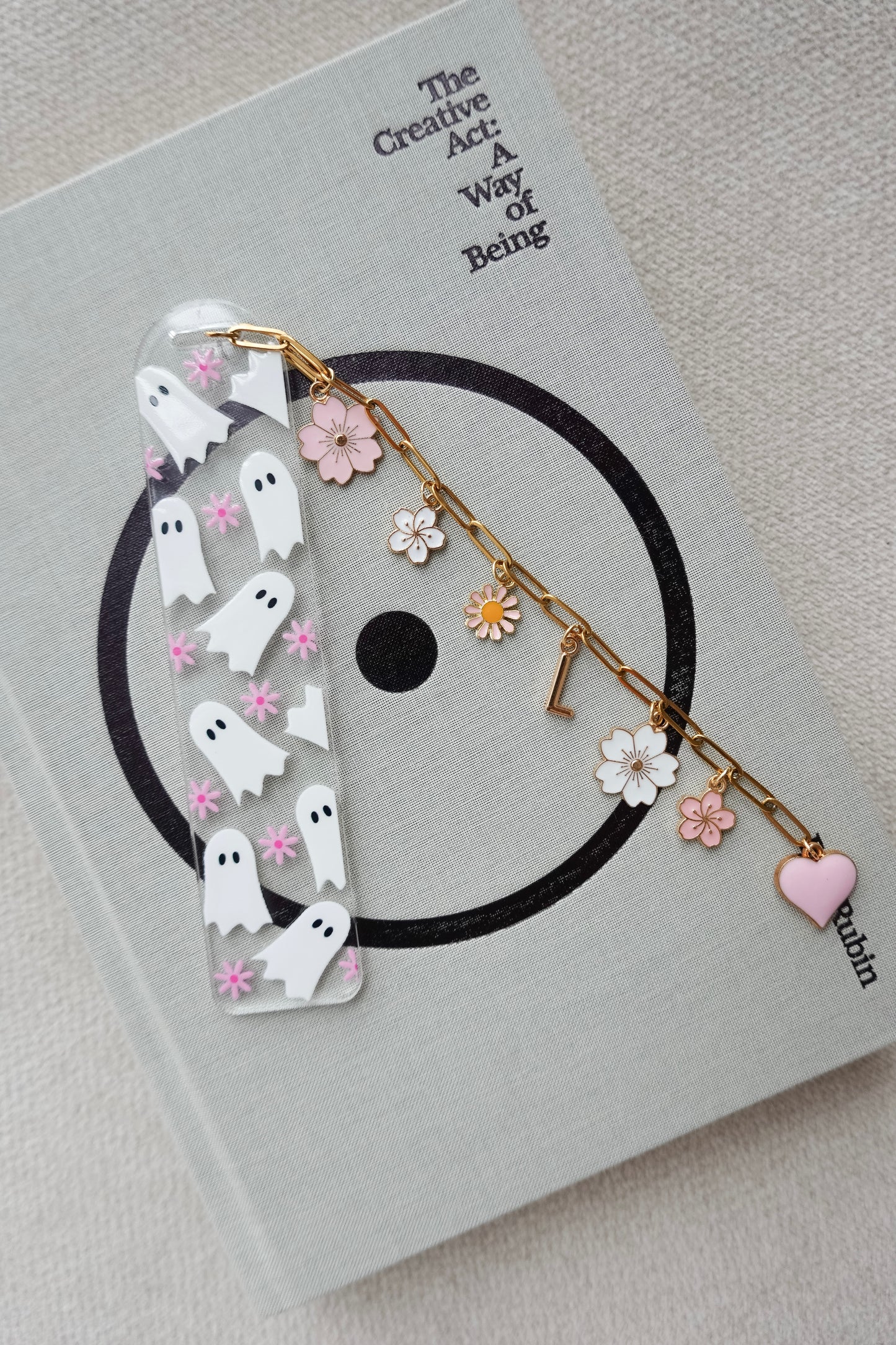 Floral Ghost Charm Bookmark