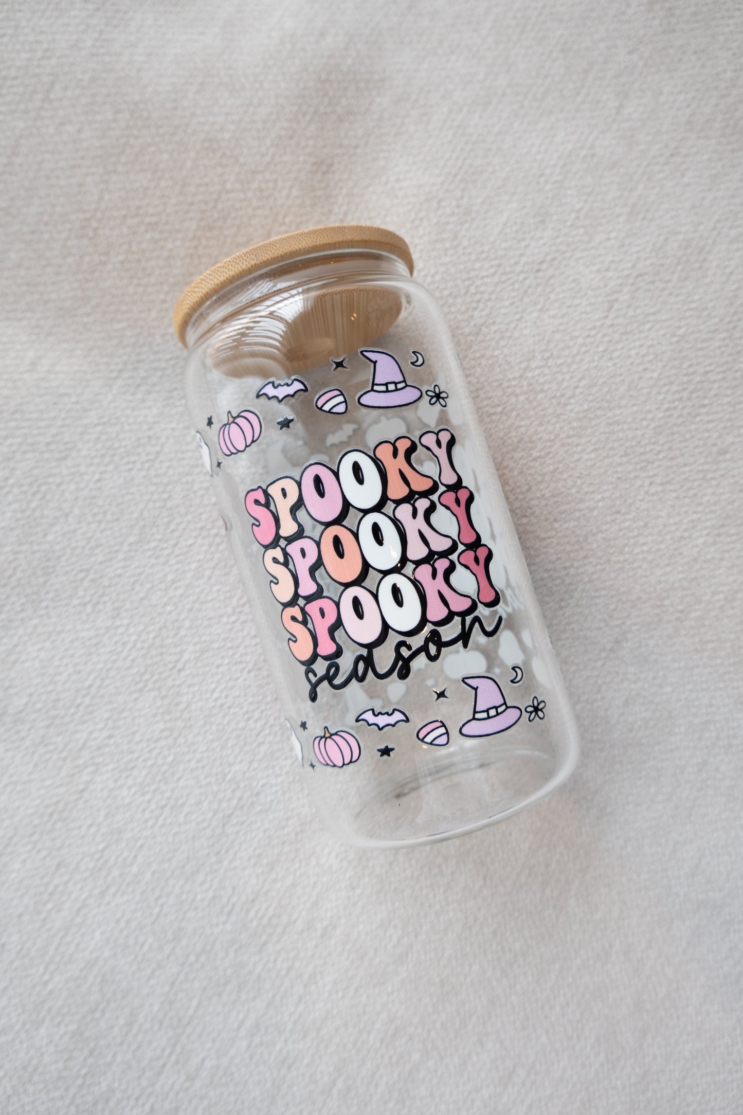 Spooky Babe Glass Cup with Straw & Lid